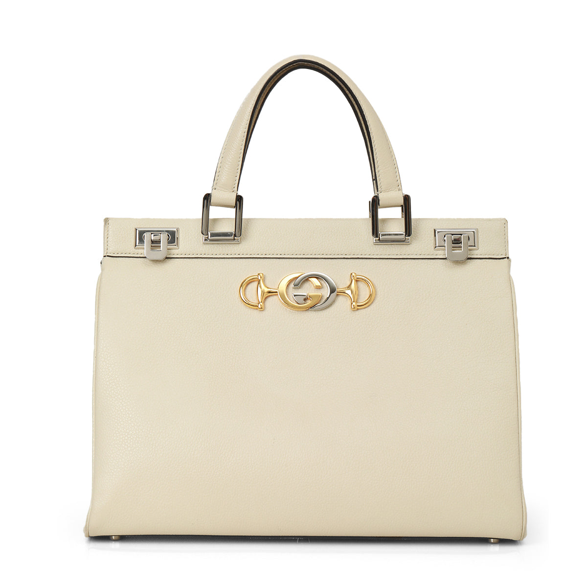 Gucci White Leather Medium Zumi Tote