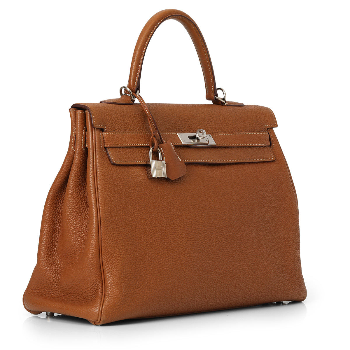 Kelly 35 Tan With Silver Hardware