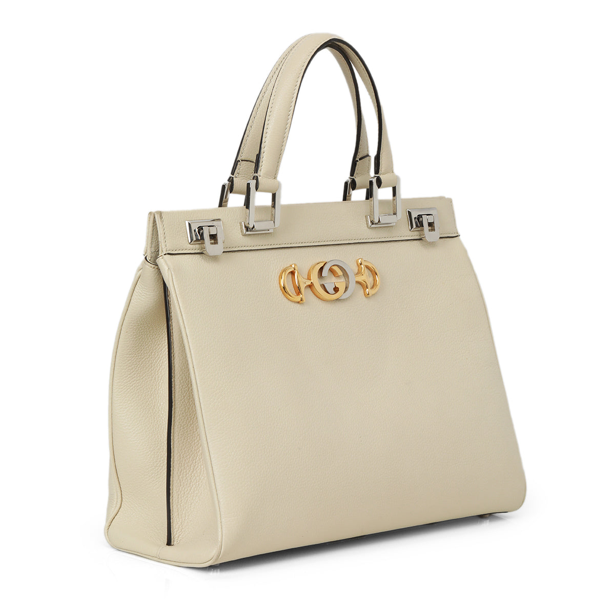 Gucci White Leather Medium Zumi Tote