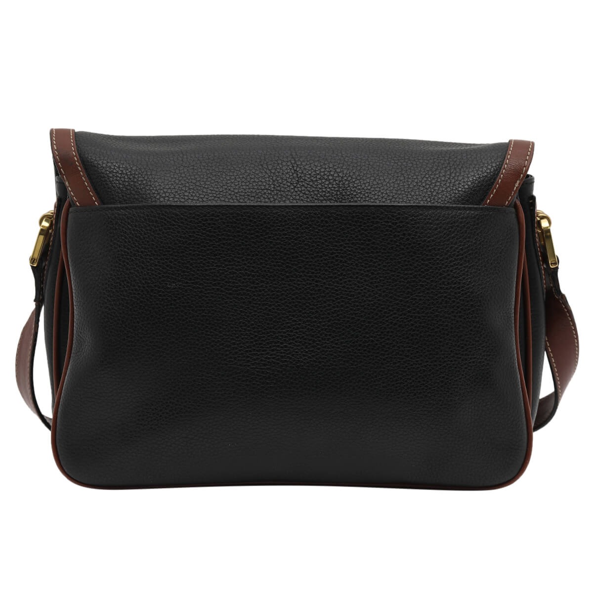 Black Leather Flap Shoulder Messenger Bag