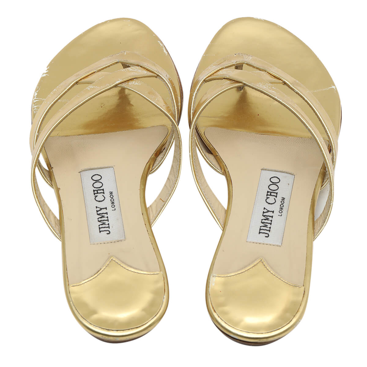Gold Mirror Criss-Cross Flat /Size-35.5