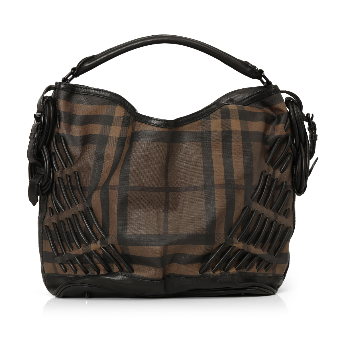 Smoked Check Cable Knots Bag Large