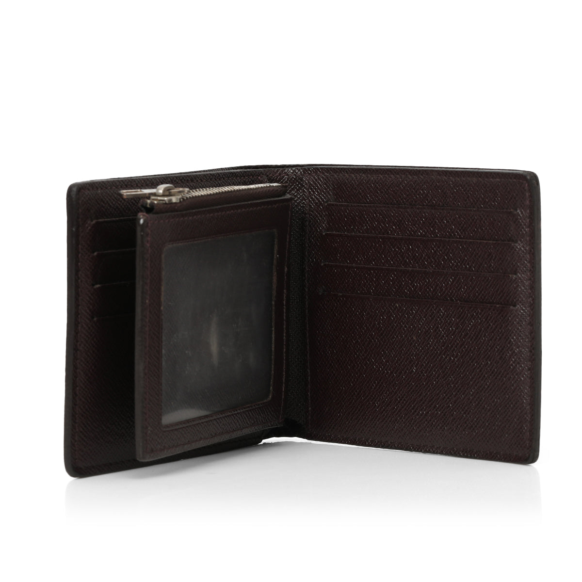 Brown Taiga Leather Bifold Wallet Small