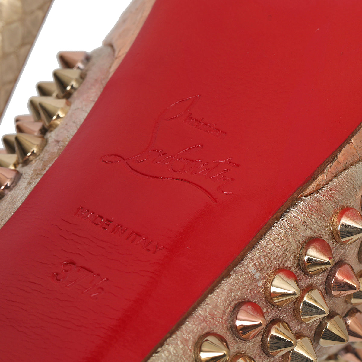 Metallic Gold Peep Toe Spike Platform Pumps 37.5