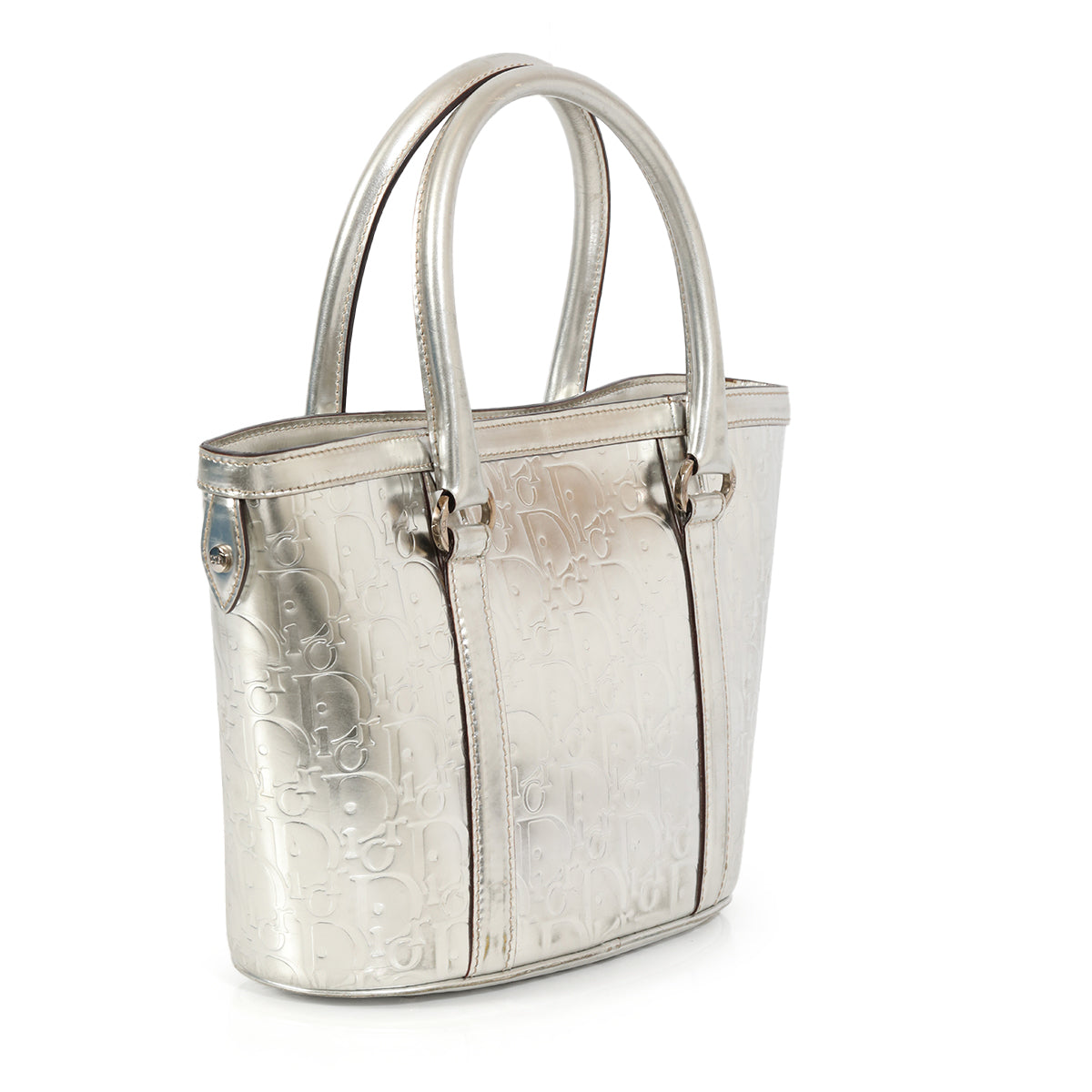 Christian Dior Oblique Metallic Silver Tote Bag Small-sold
