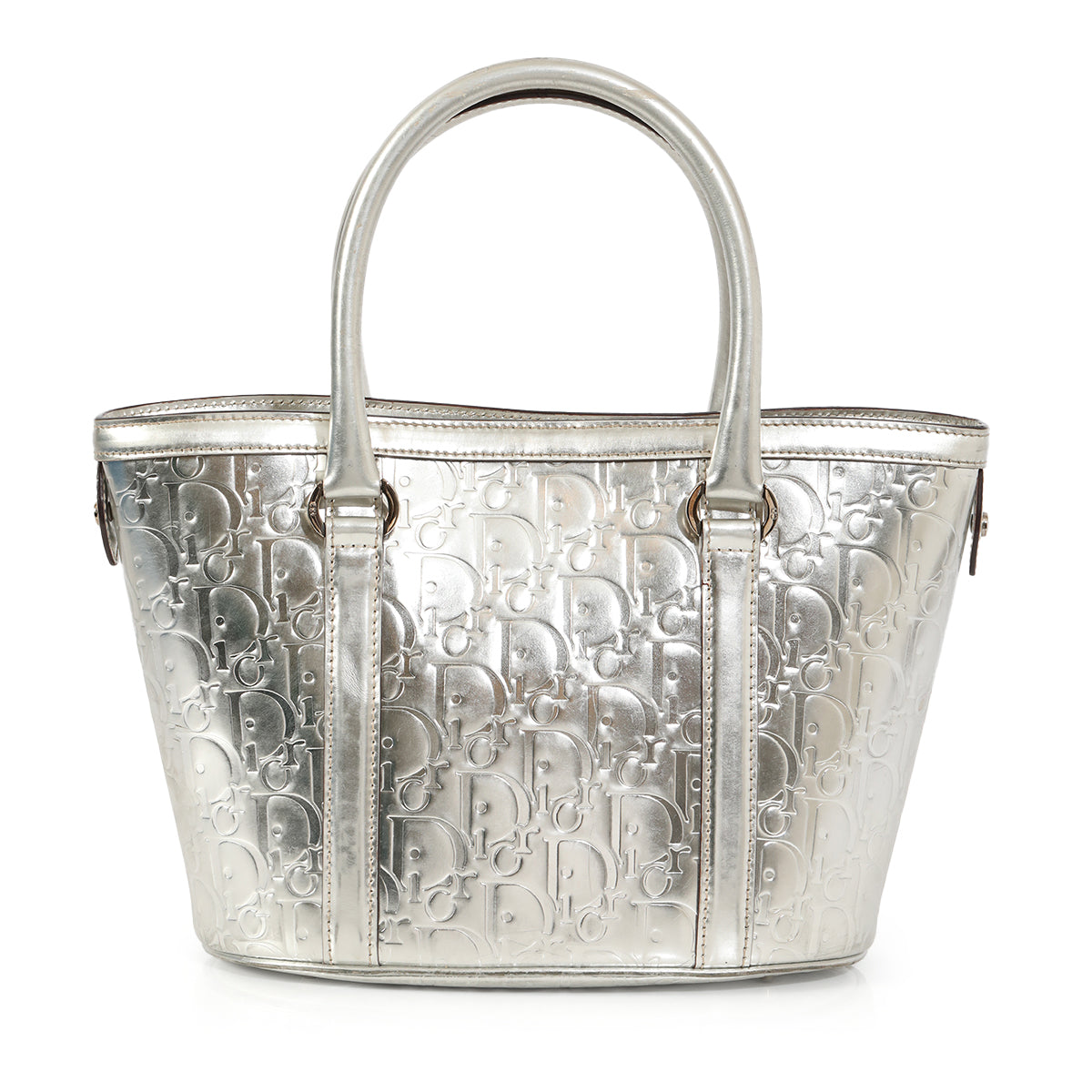 Christian Dior Oblique Metallic Silver Tote Bag Small-sold