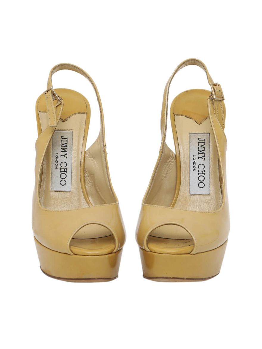 Nude Patent Leather High Heels/Size-35 EUR