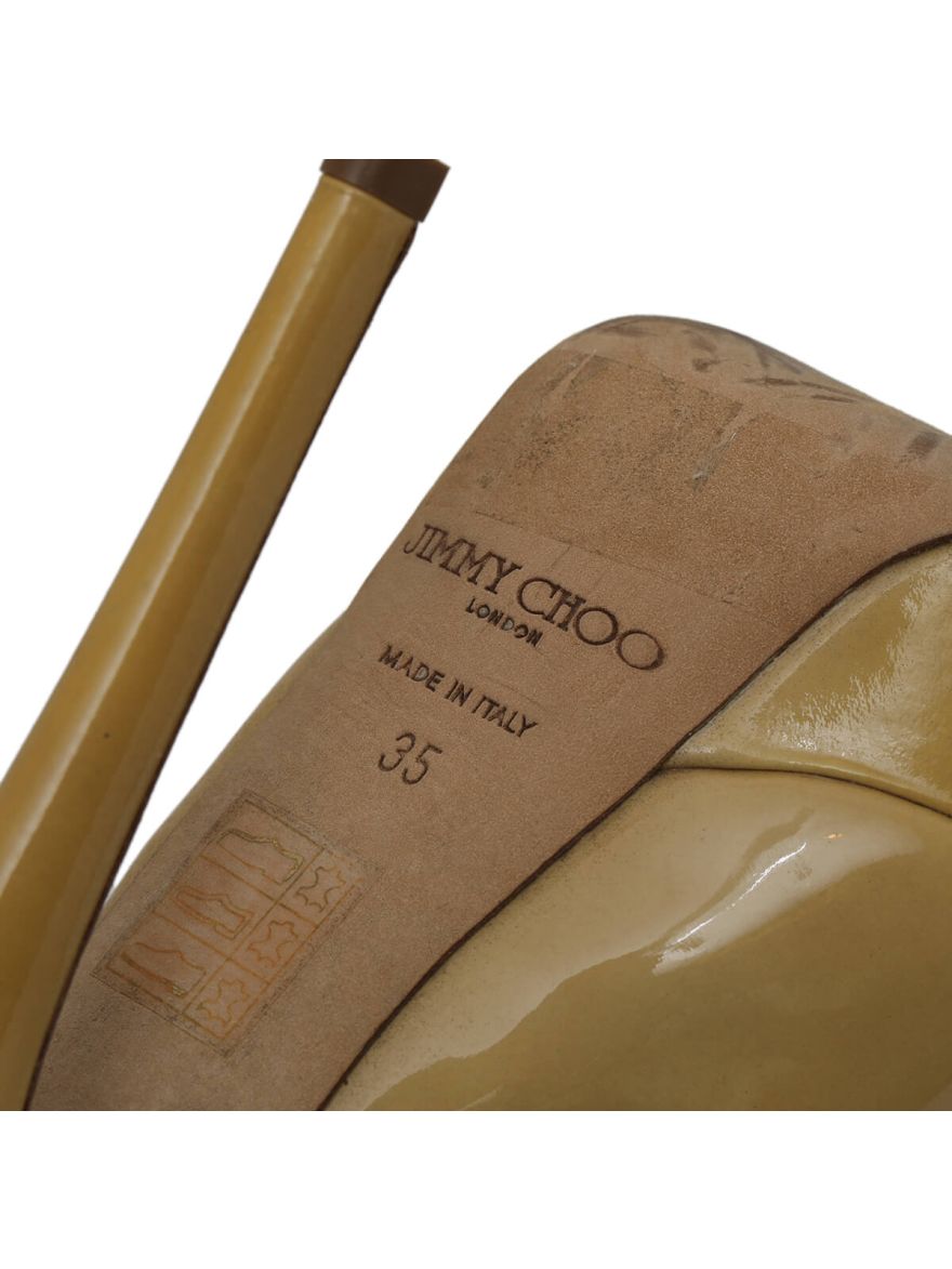 Nude Patent Leather High Heels/Size-35 EUR