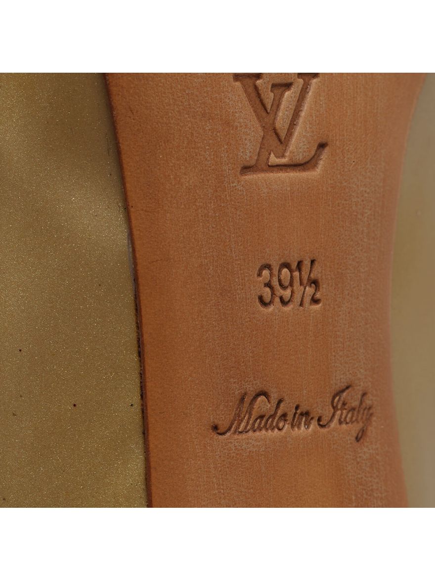 Beige and Gold Stripe Heels/Size-39.5 EUR