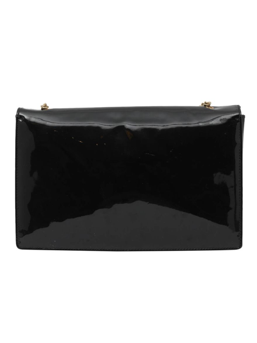 Black Patent Leather Flap Sling Bag
