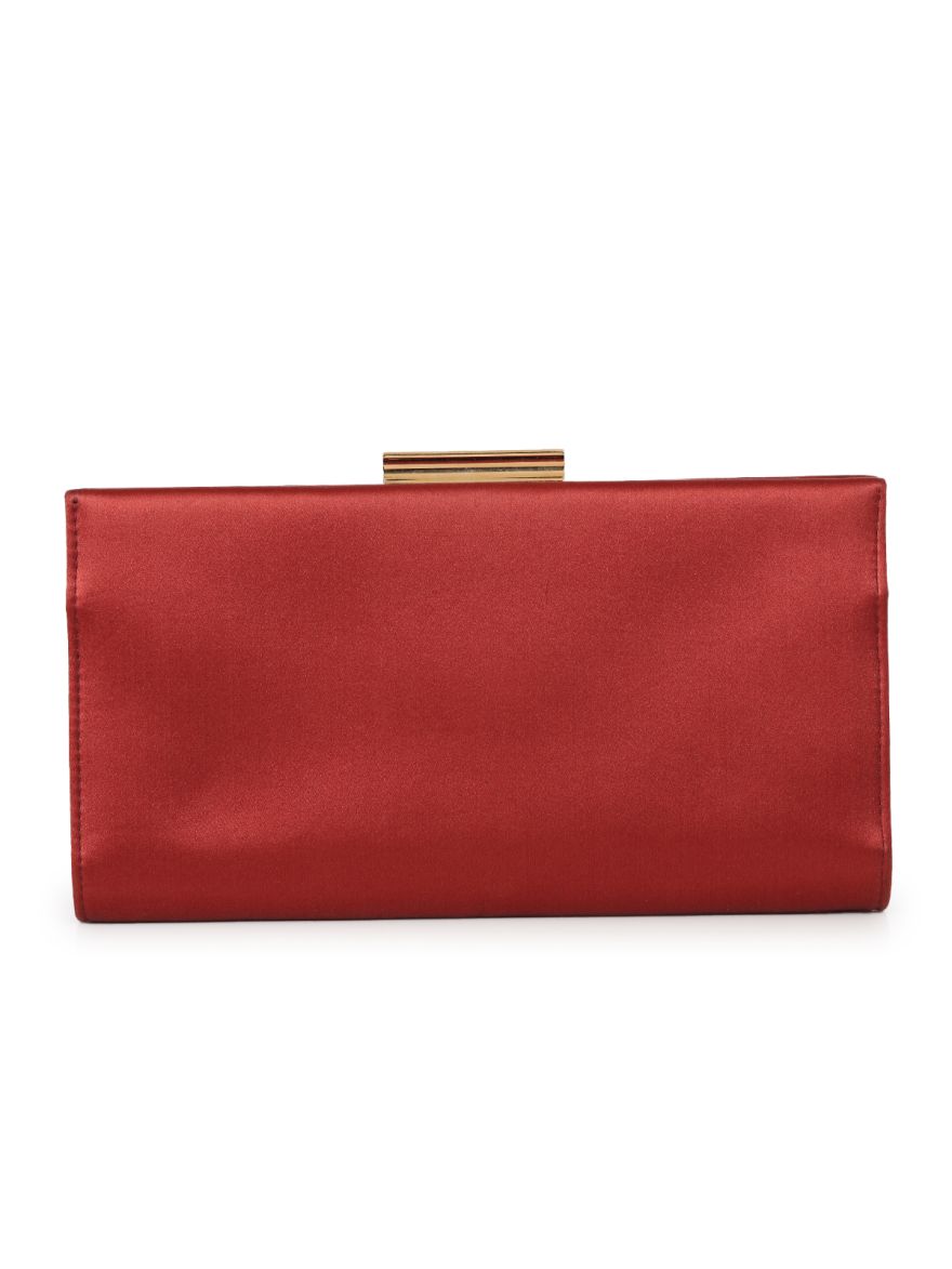 Red Evening Clutch With Chain Small