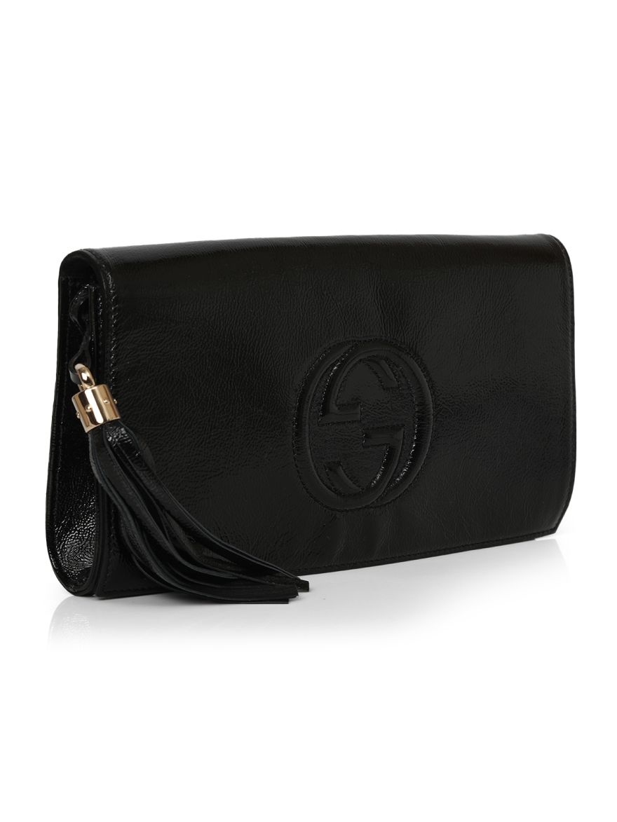 Black Leather Soho Clutch Small