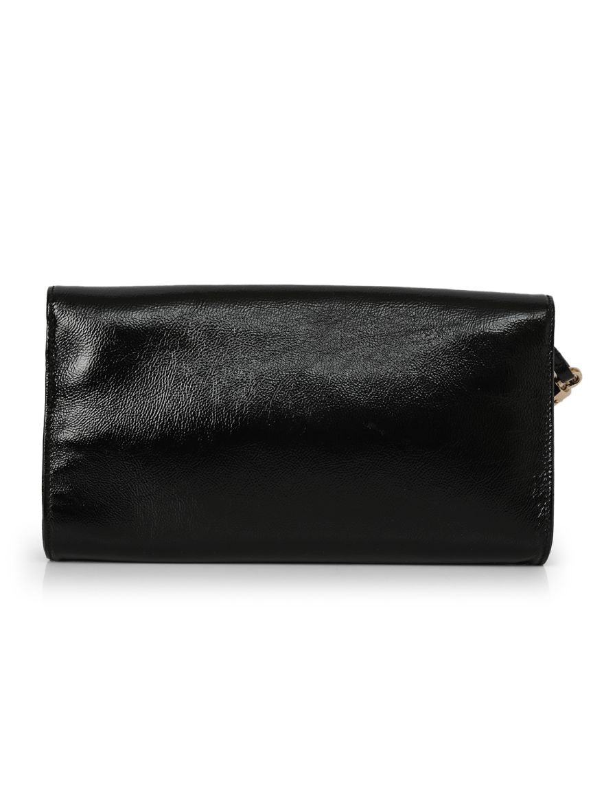Black Leather Soho Clutch Small