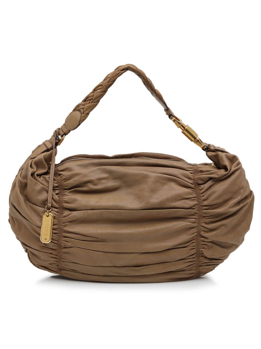 Braided Handle Tan Shoulder Bag