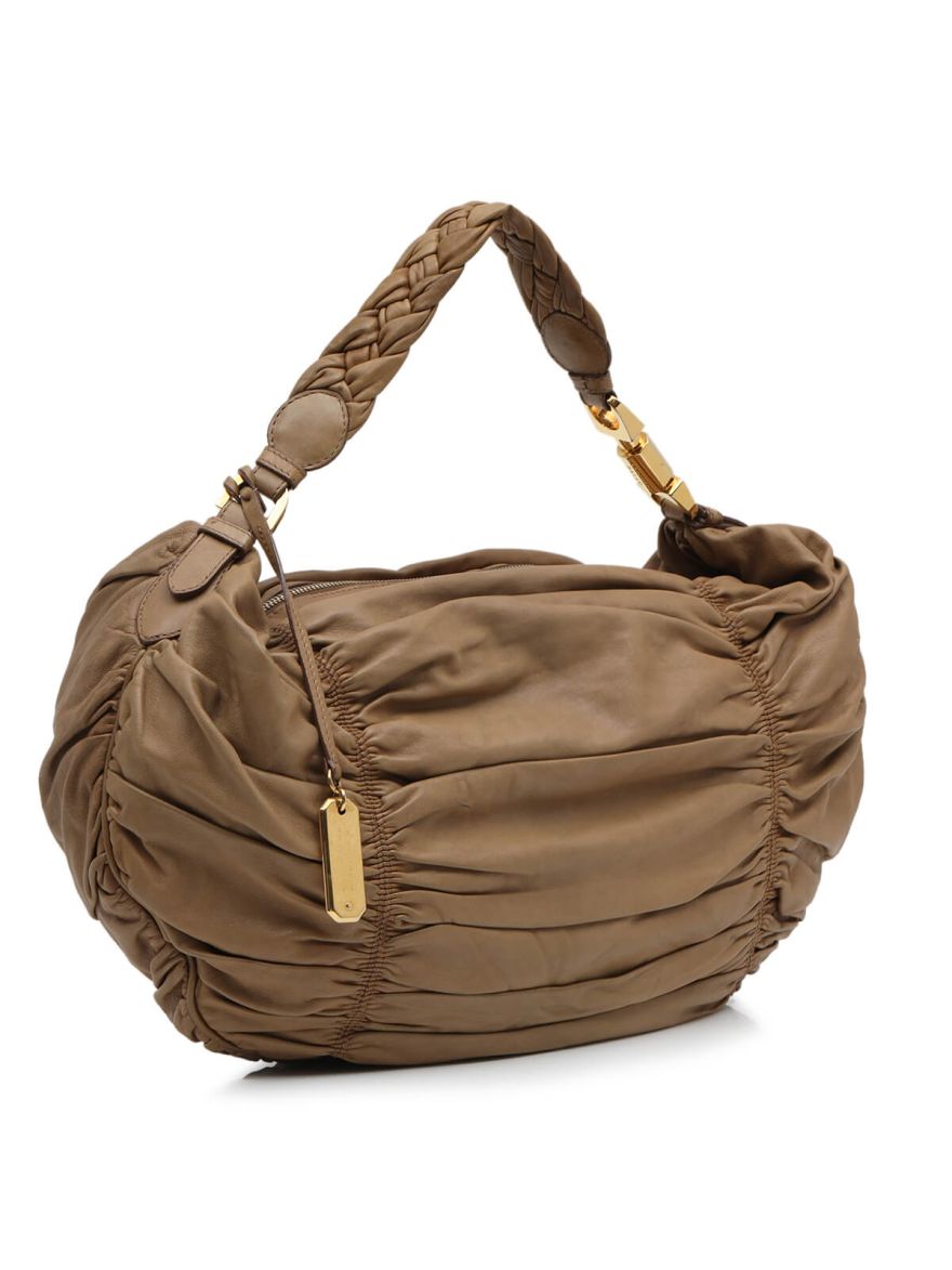 Braided Handle Tan Shoulder Bag