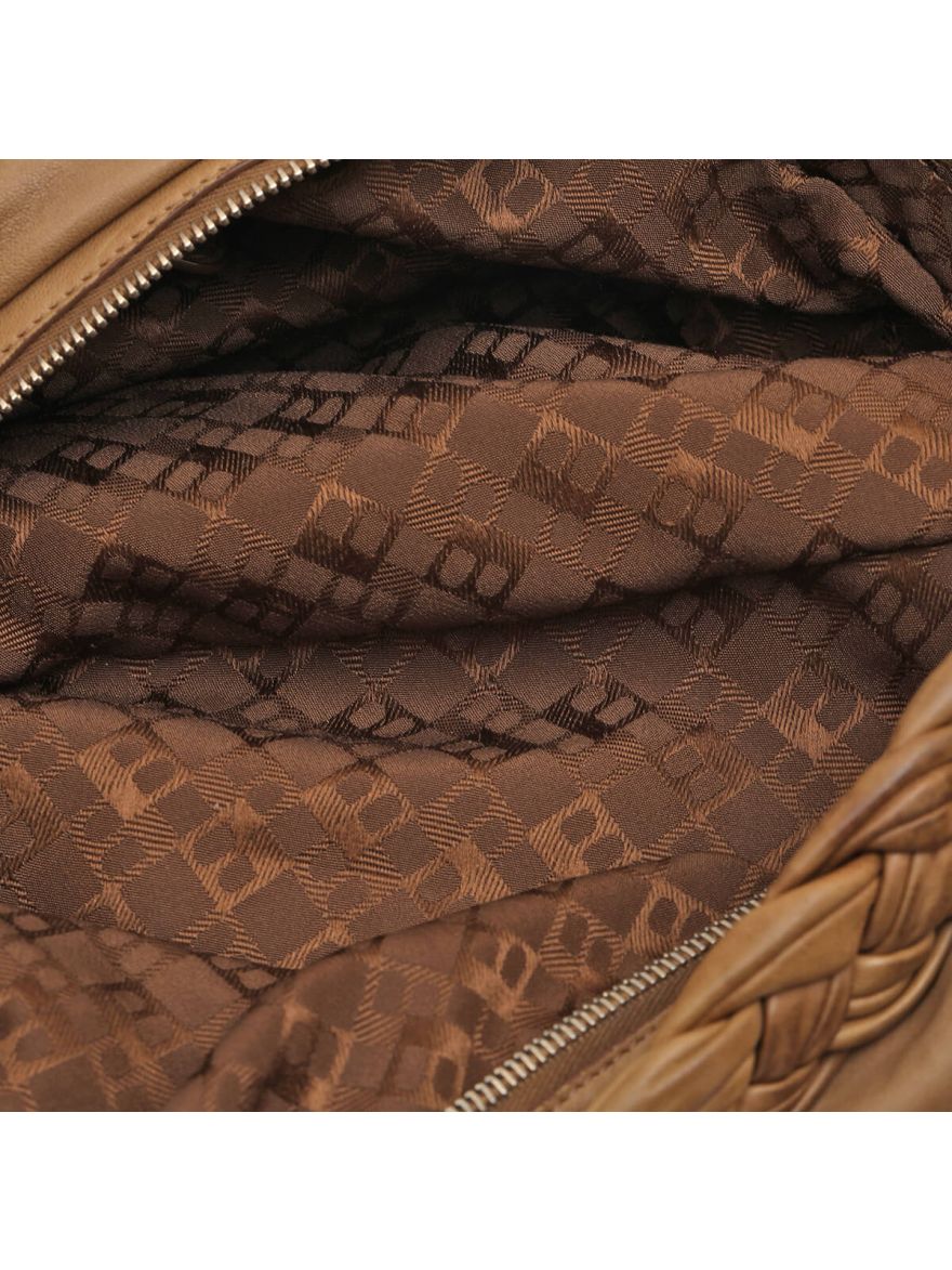 Braided Handle Tan Shoulder Bag
