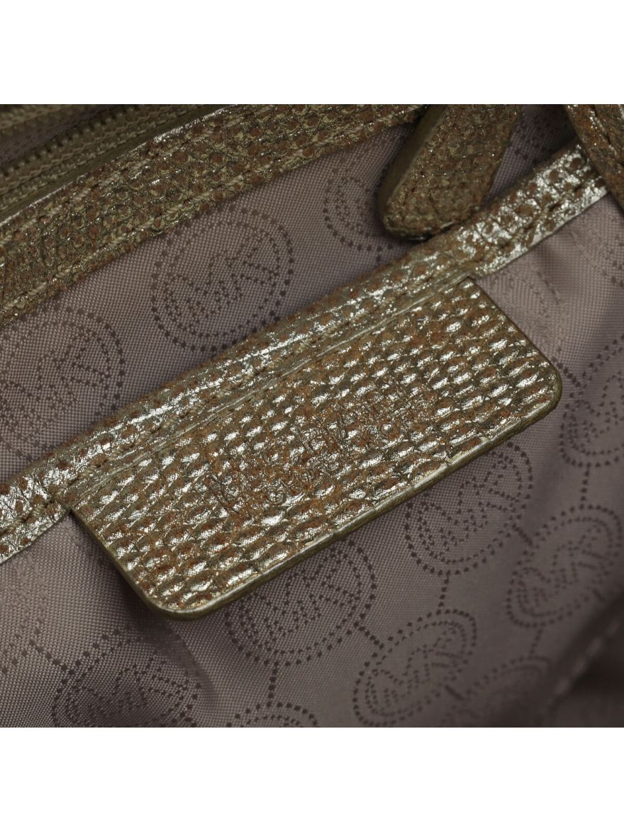 Metallic Gold Lizard Embossed Leather Hand Bag
