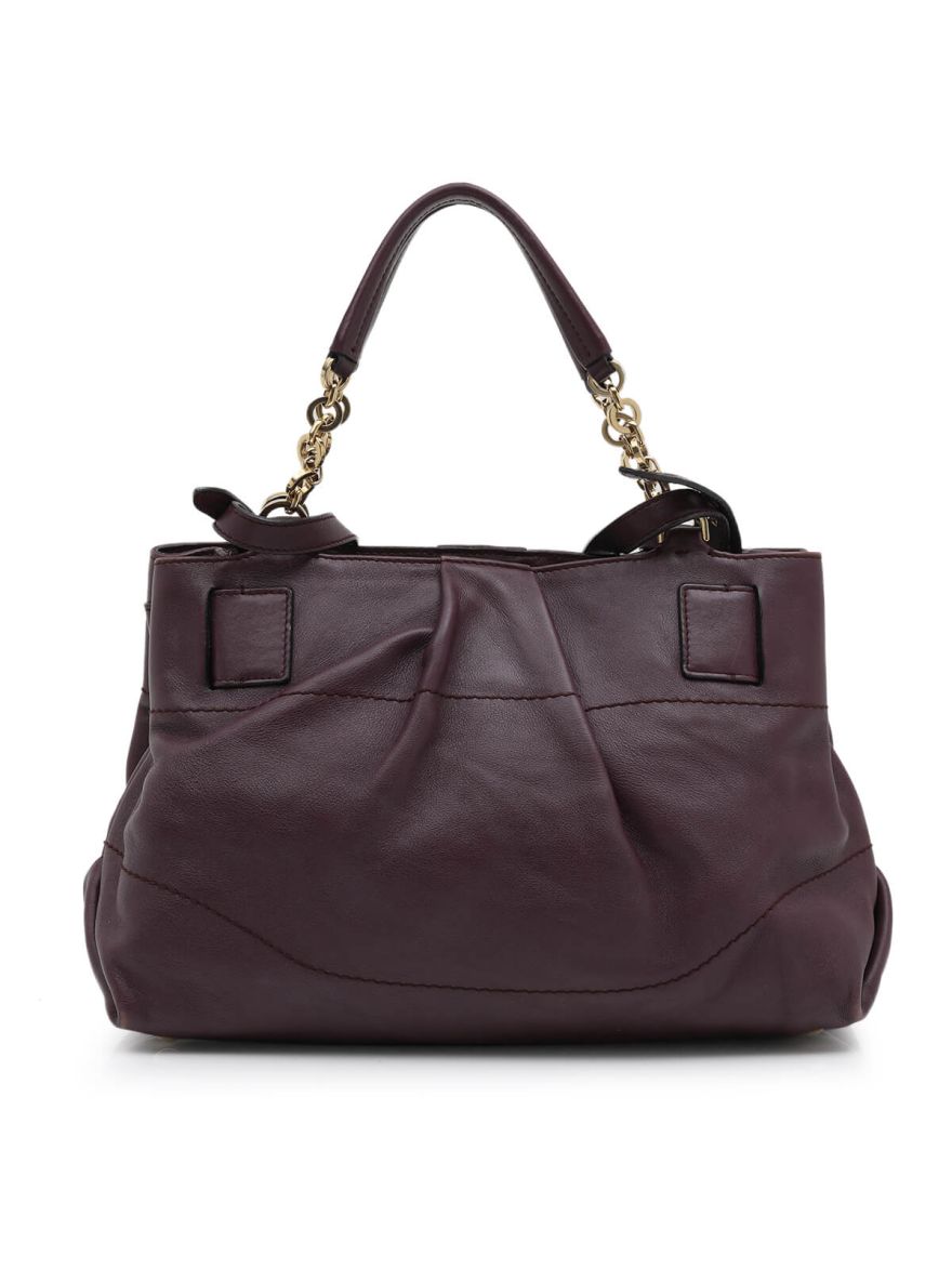Purple Gancini Leather Handbag with Strap