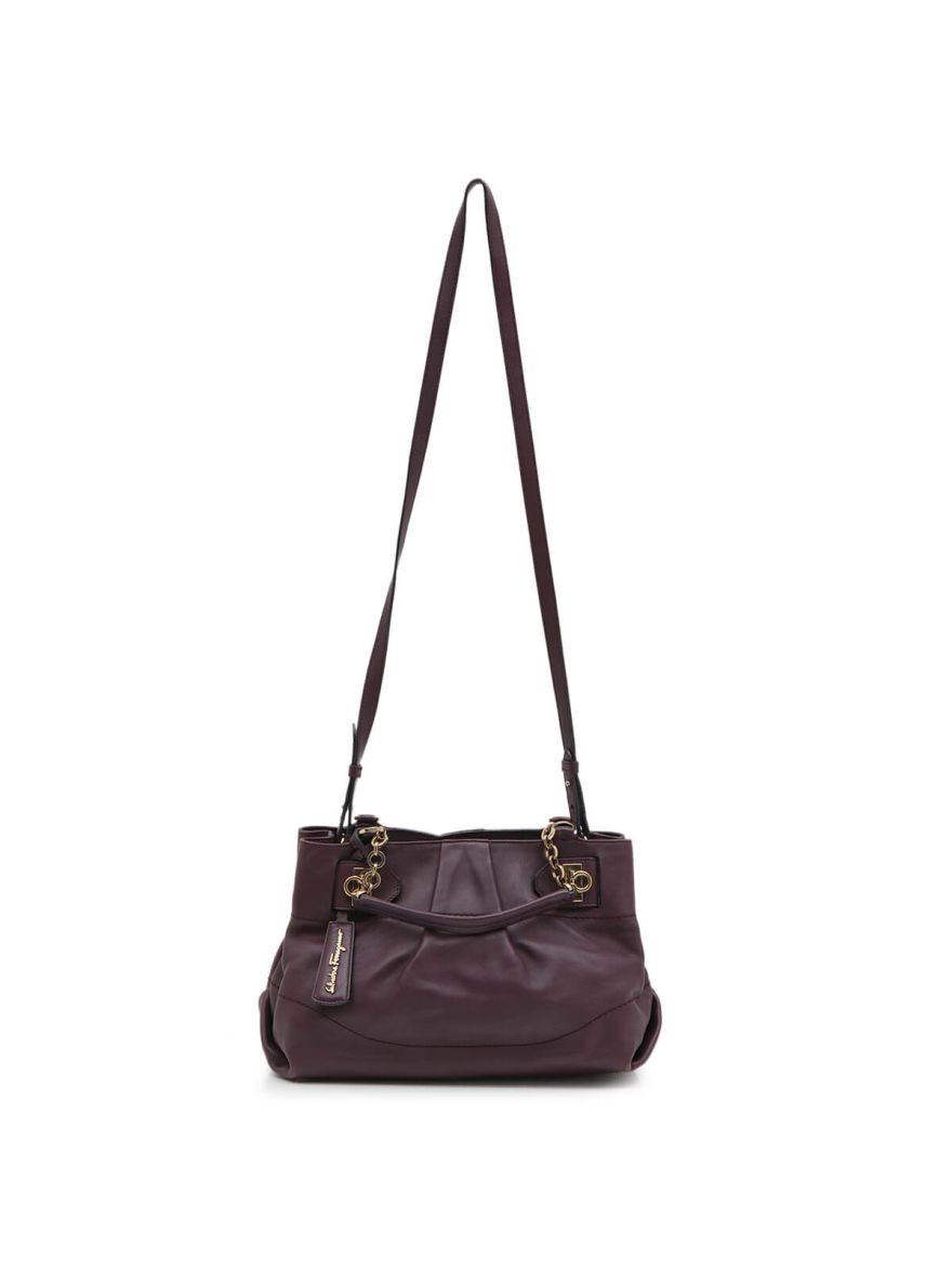 Purple Gancini Leather Handbag with Strap
