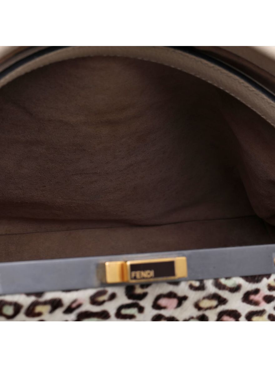 Leopard-Lined Print Peekaboo Handbag
