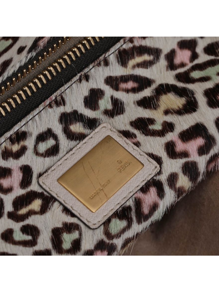 Leopard-Lined Print Peekaboo Handbag
