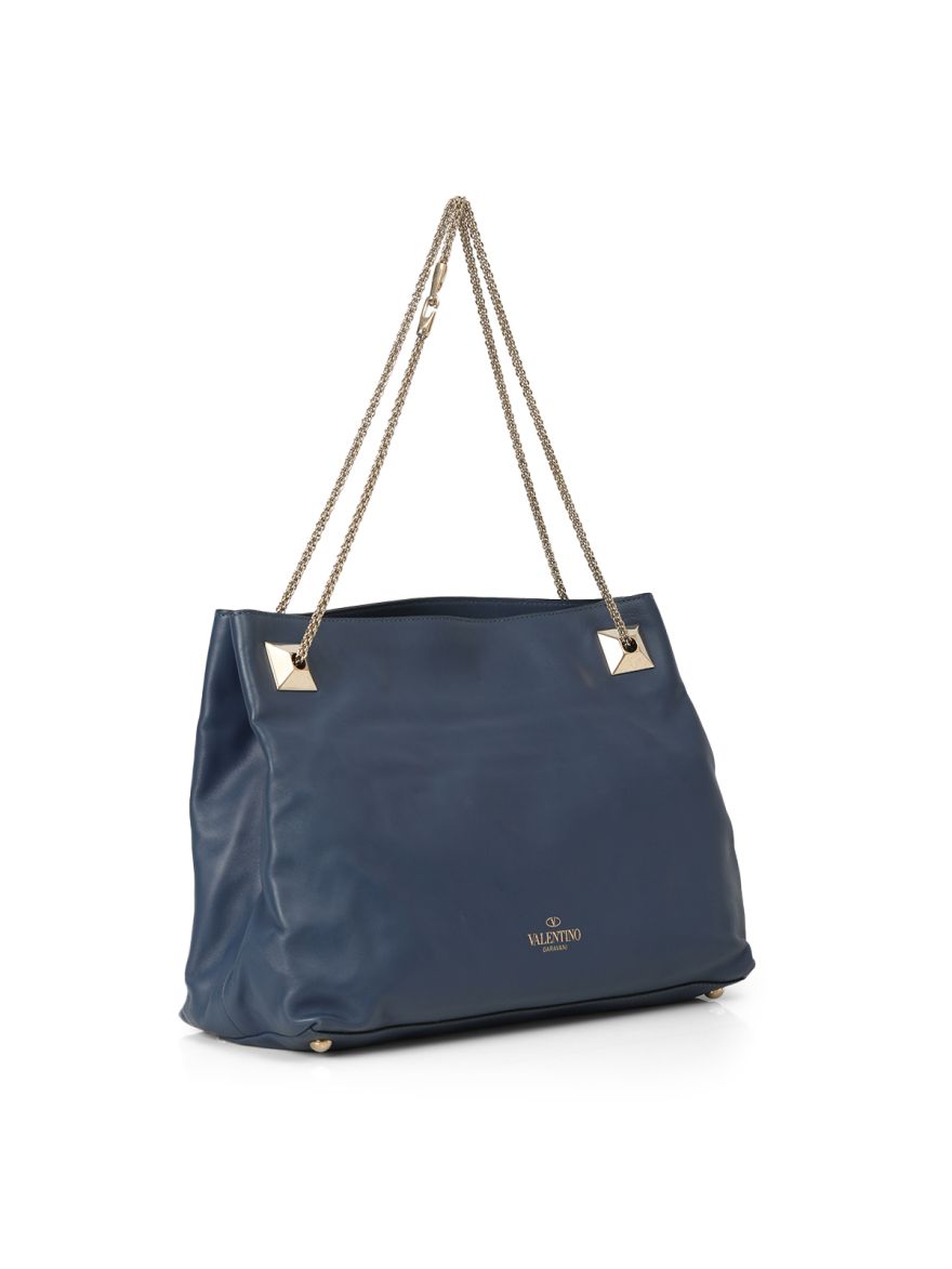 Garavani Blue Leather Chain Tote Bag One Size