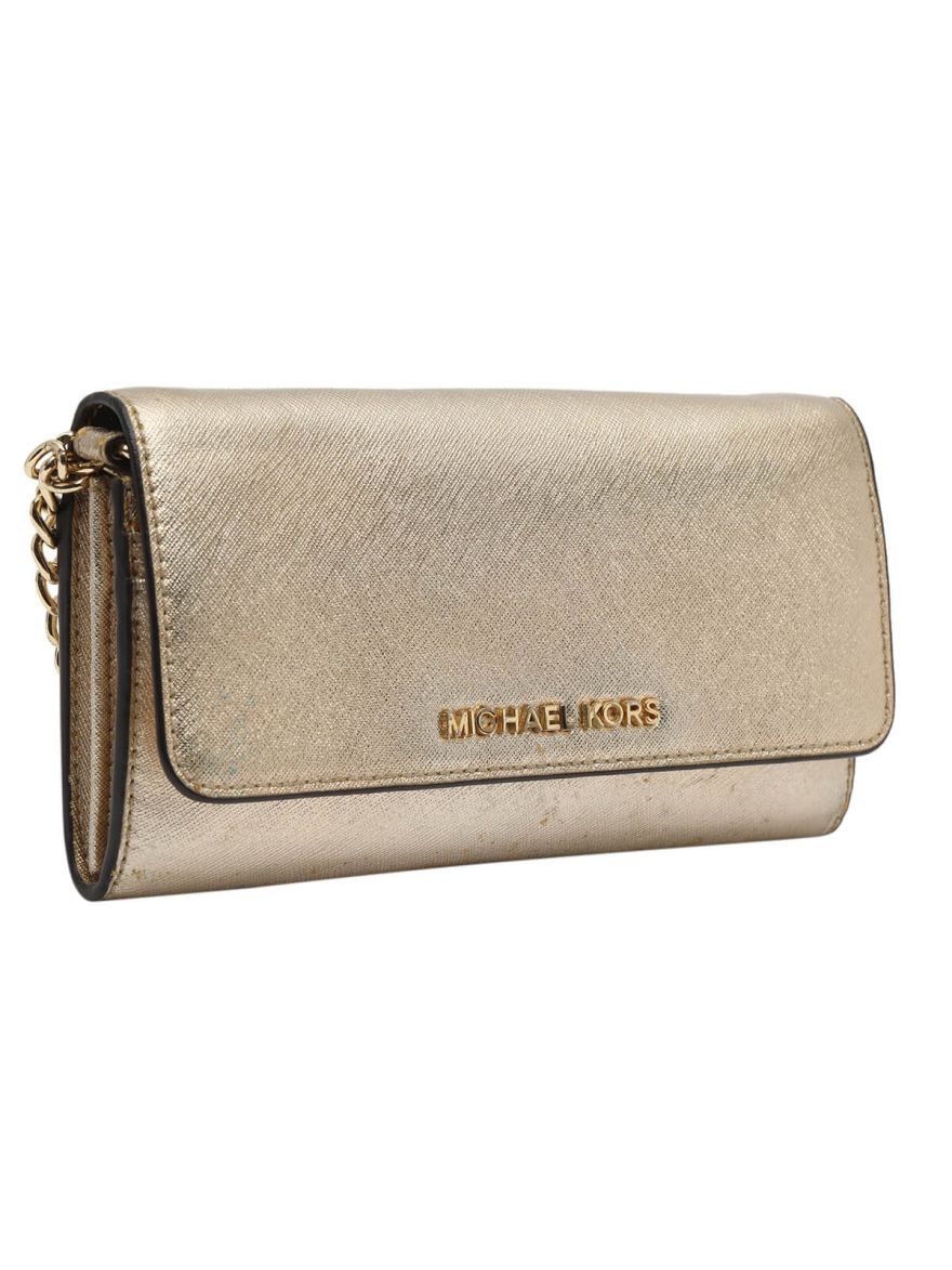 Golden Metallic Leather Sling Bag