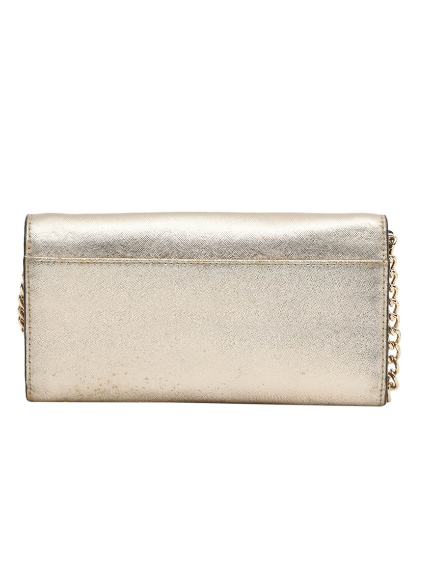 Golden Metallic Leather Sling Bag