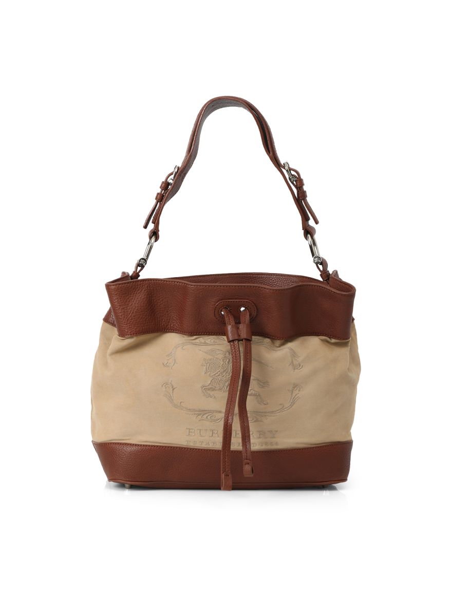 Canvas And Leather Brown Hobo Bag One Size
