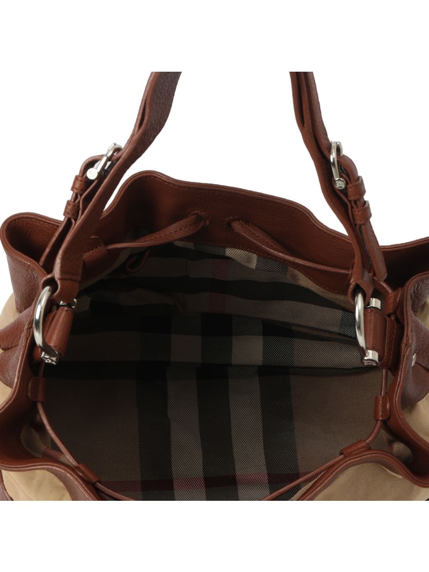 Canvas And Leather Brown Hobo Bag One Size