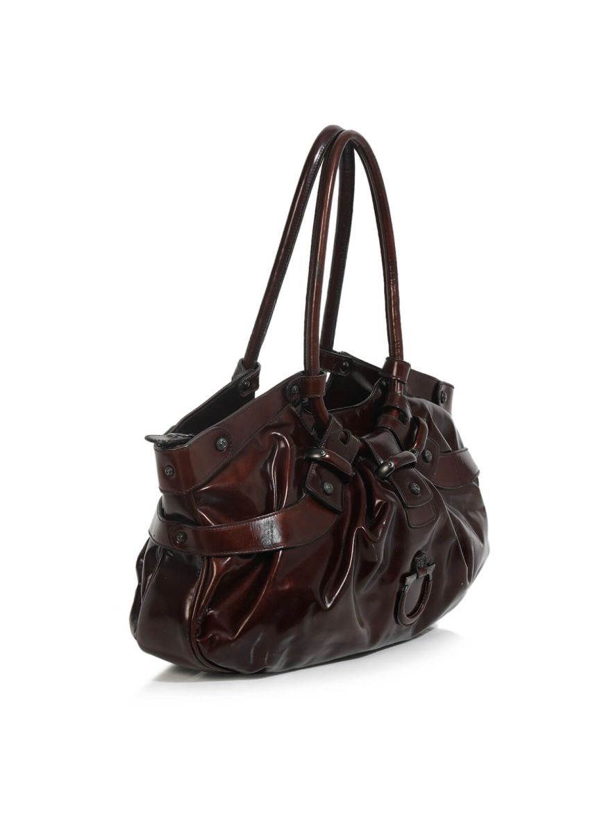 Brown Patent Leather Handbag