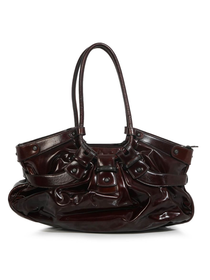 Brown Patent Leather Handbag