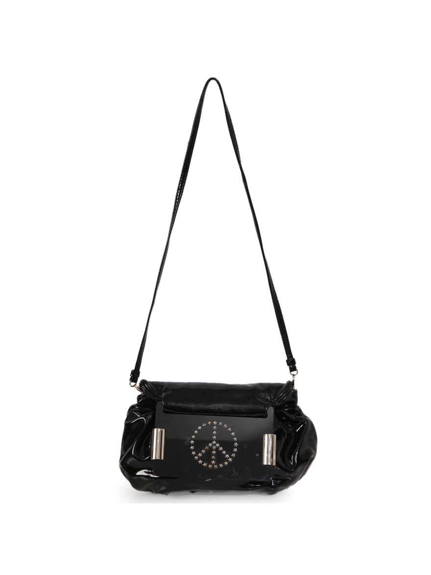 Black Patent Leather Frame Clutch Shoulder Smallbag