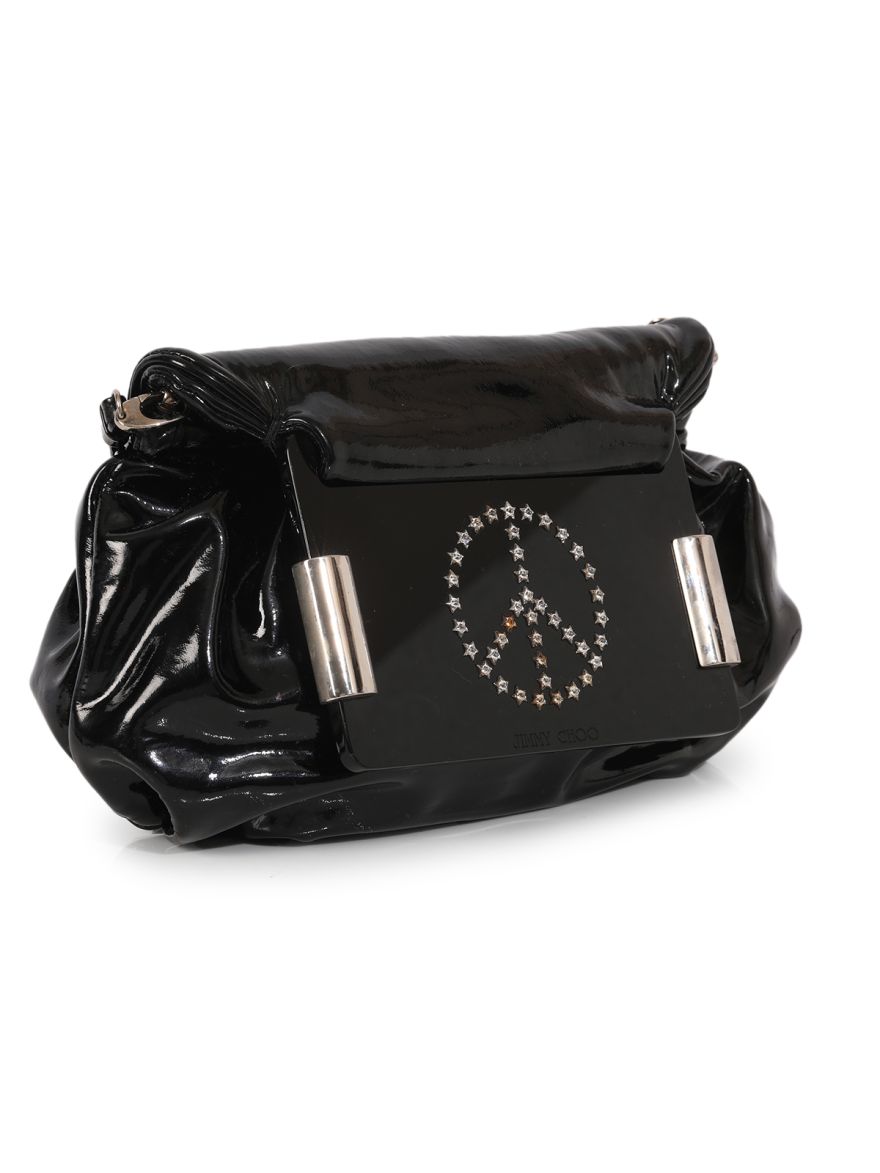 Black Patent Leather Frame Clutch Shoulder Smallbag