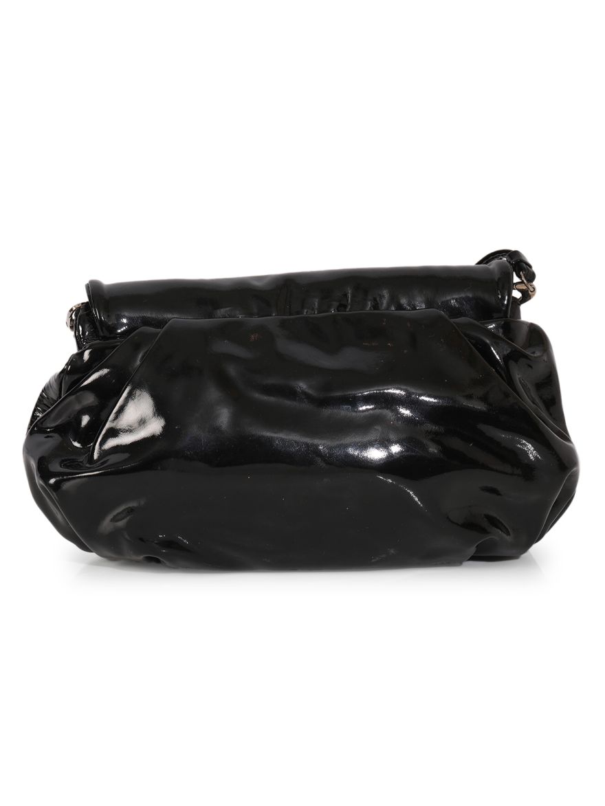 Black Patent Leather Frame Clutch Shoulder Smallbag