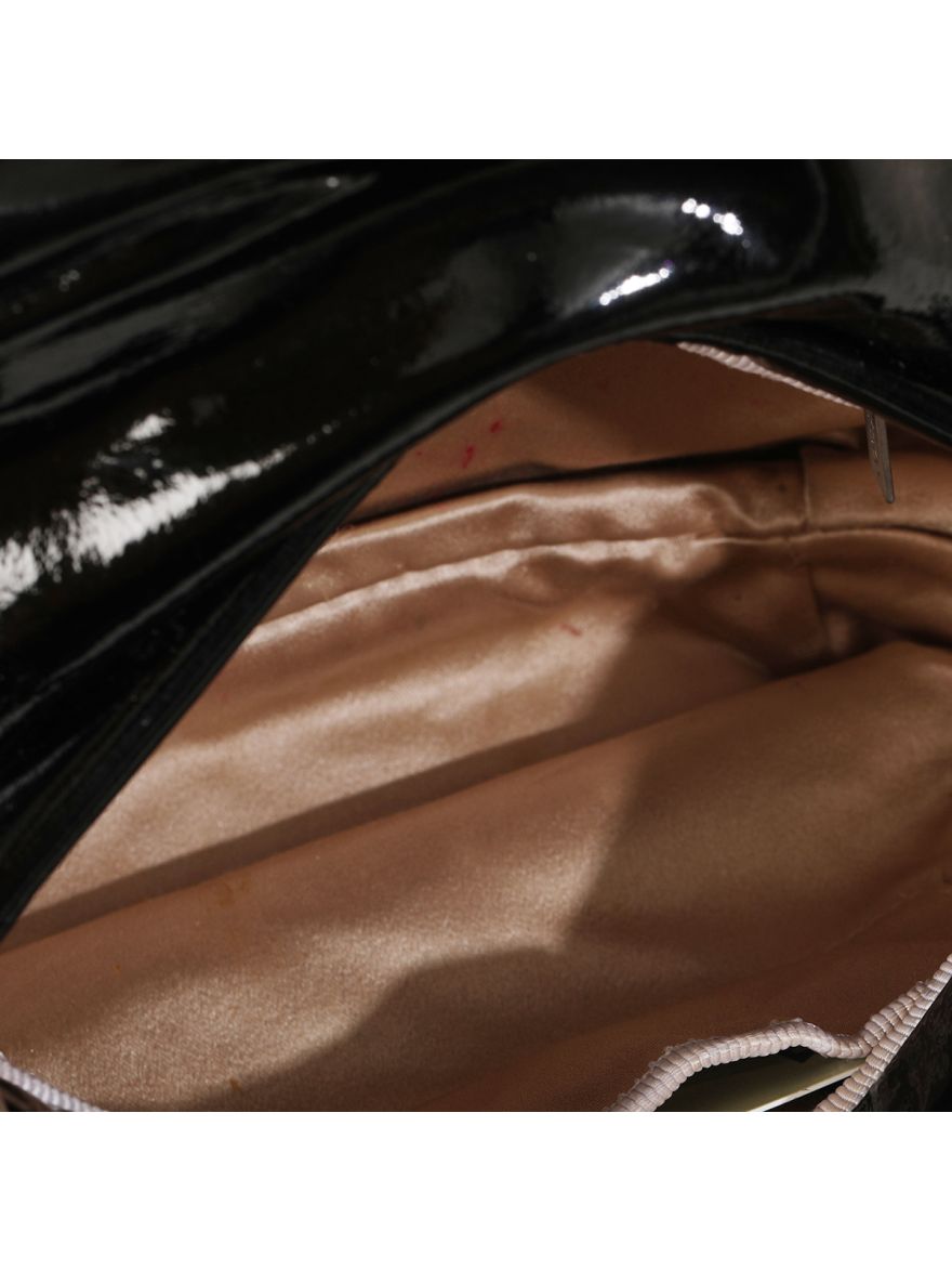 Black Patent Leather Frame Clutch Shoulder Smallbag