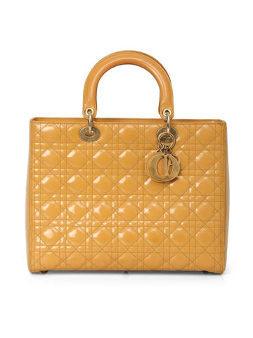 Lady Dior Large Patent Leather Handbag