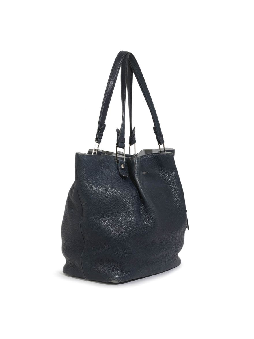 Blue Leather Tote Bag