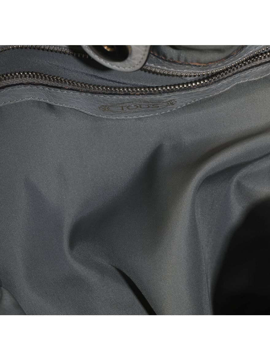 Blue Leather Tote Bag
