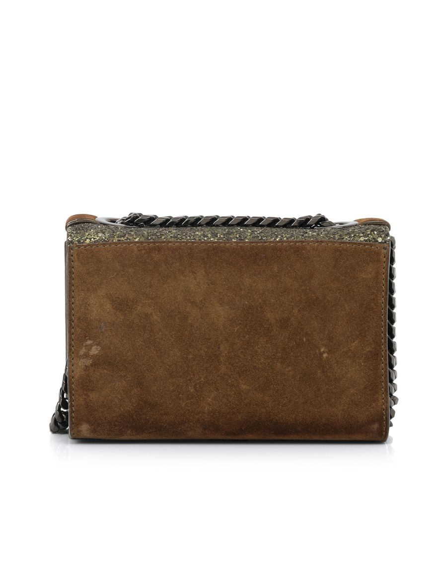 Taupe Glitter & Leather Mini Rebel Crossbody Bag Small
