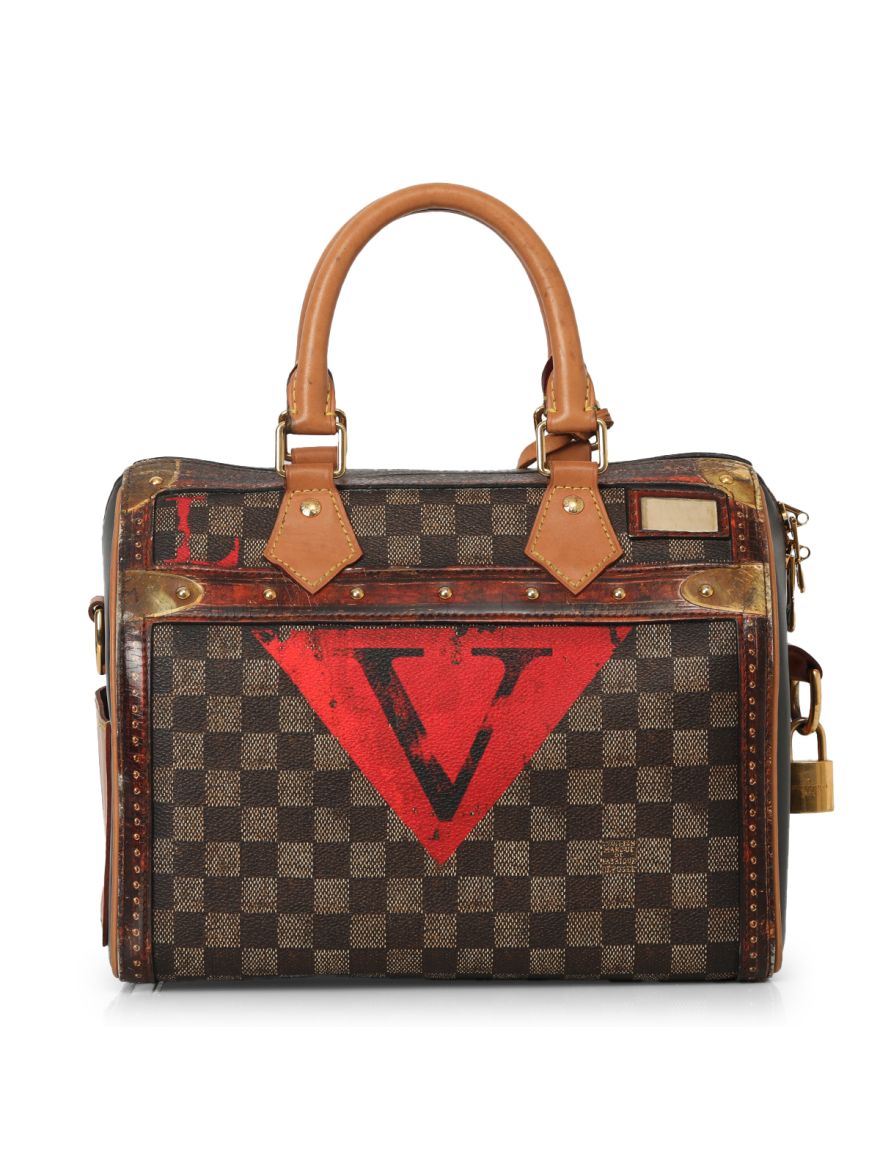 Damier Ebene Time Trunk Speedy Bandouliere 25 Medium