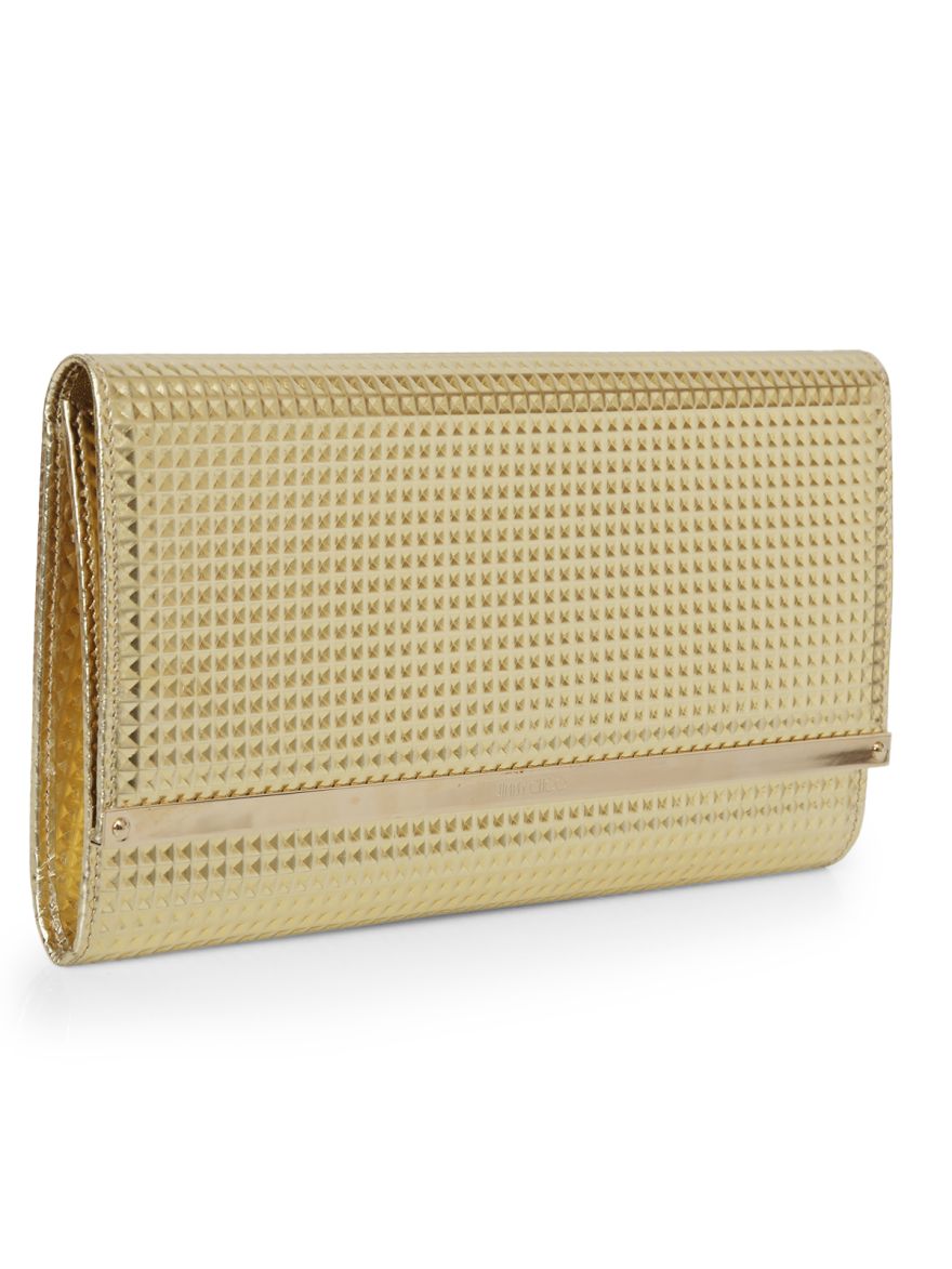 Metallic Silver Leather Milla Clutch Medium