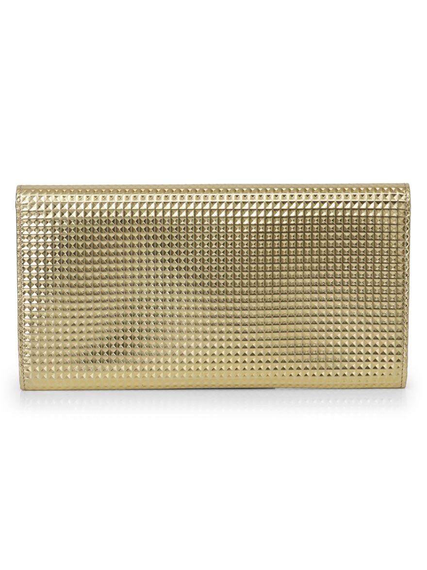 Metallic Silver Leather Milla Clutch Medium