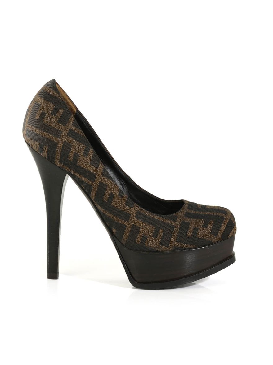 sta Monogram Zucca Canvas Platform Pumps/Size-38EUR