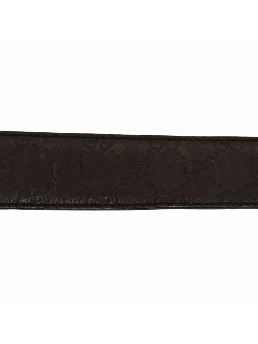 Guccissima Brown Leather Interlocking GG Buckle Belt Size: 34