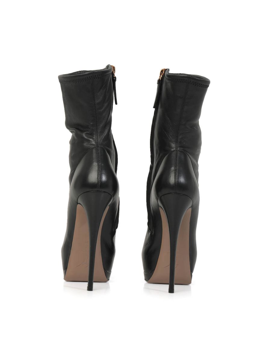 Black Platform Leather Boots//Size-36EUR