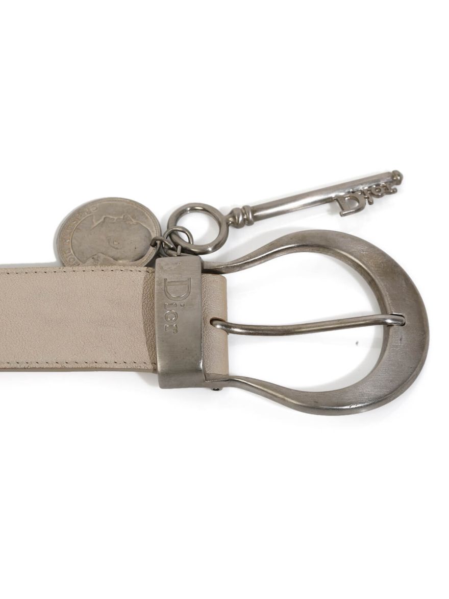 Metallic White Leather Belt For Women/Size-95