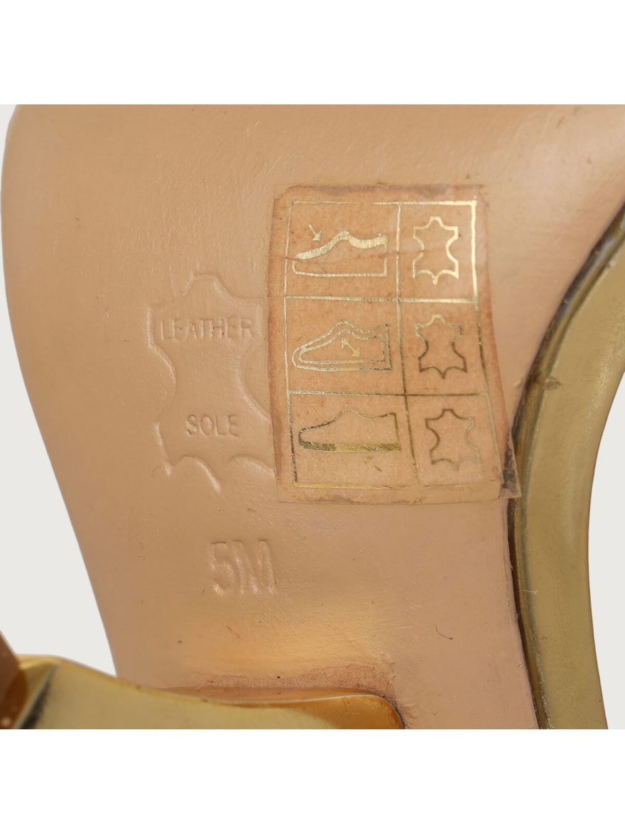 Gold Curio Sling Back Heels/Size-5M