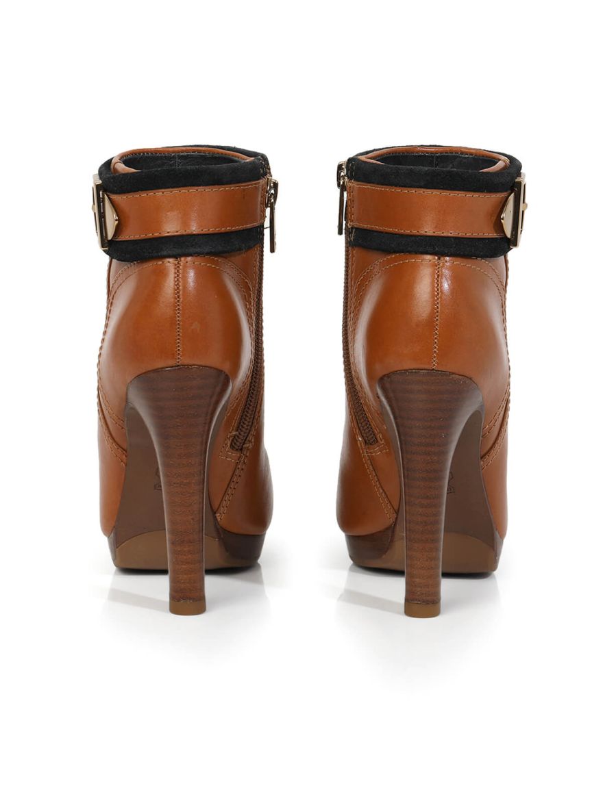 Tan Gold Buckle Ankle Boots/Size-5M