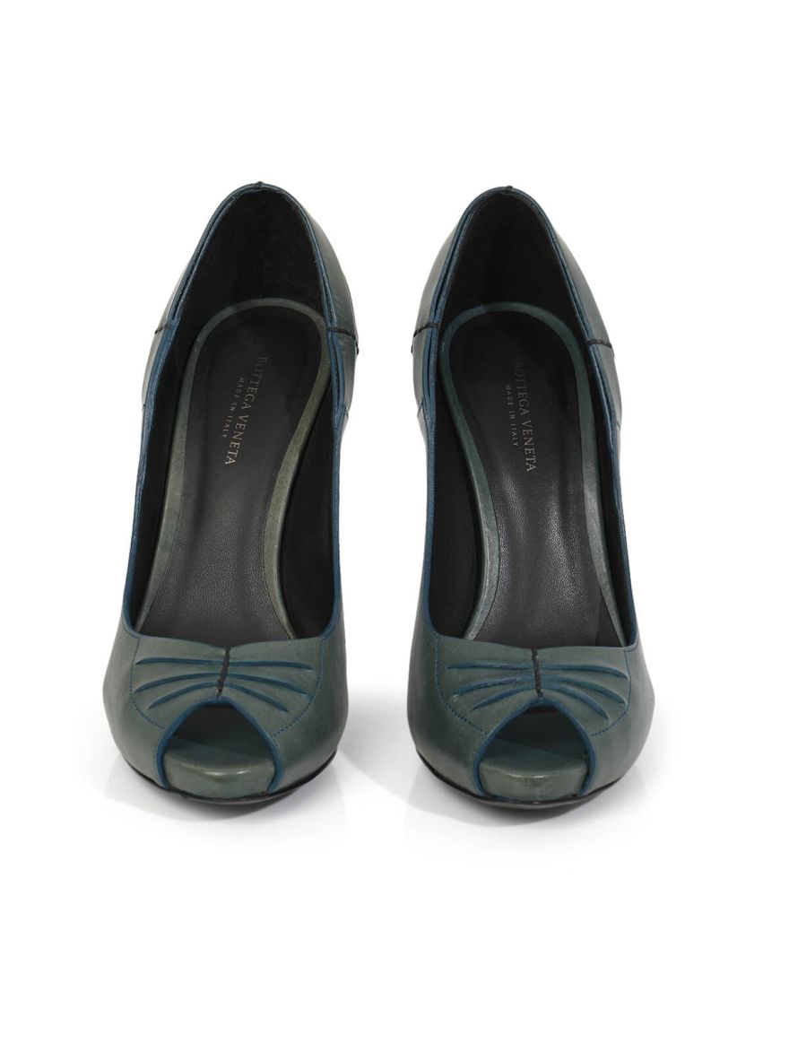 Green Peep Toe Pumps/Size-35EUR